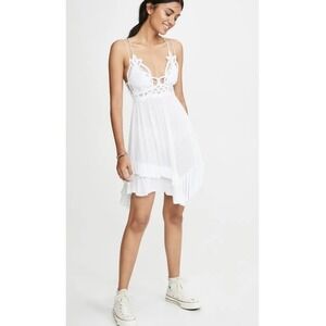 Free People Intimately Adella Crochet Lace Mini Dress White XS F22S05006 NEW